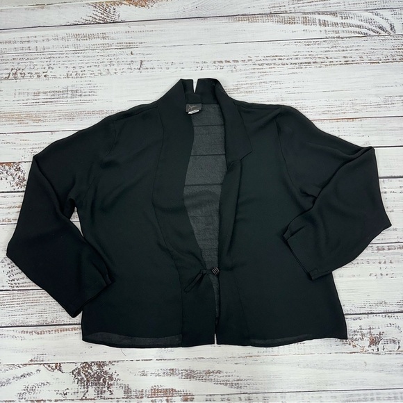 Jila Women’s size Medium Black Sheer Kimono Tie Front Jacket - Picture 8 of 13